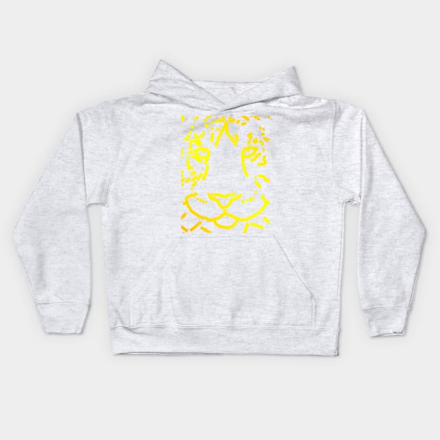 Yellow Tiger Face Kids Hoodie by ellenhenryart